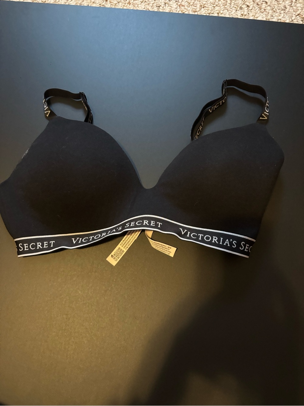 Victoria's Secret Black Logo Band Molded T-Shirt Bra